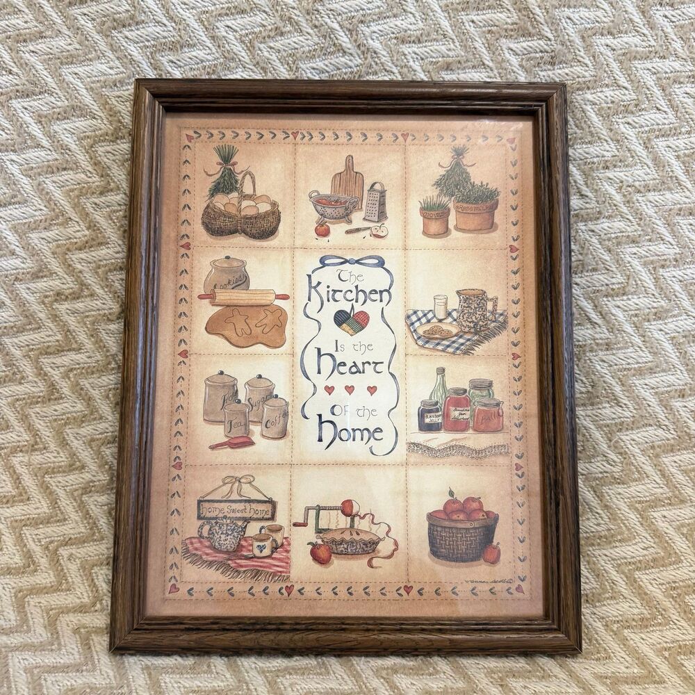 Vintage Anna Scott Framed Wall Art The Kitchen Is The Heart Of The Home
